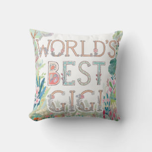 World's BEST GIGI Grandma Gift Birthday Christmas Throw Pillow