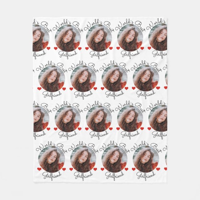World's Best Girlfriend - Photo Template Fleece Blanket (Front)