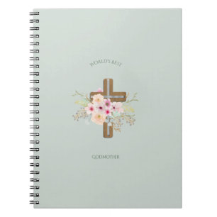 World's Best GODMOTHER Gift - Floral Cross Notebook