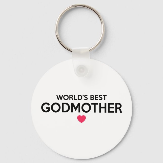 World's Best Godmother - Newborn Baby Christening Keychain (Front)