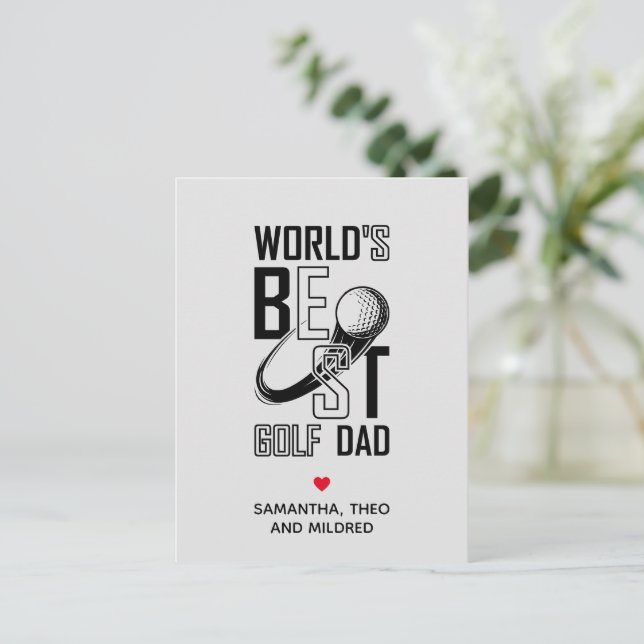 World's Best Golf Dad – Funny & Thoughtful Gift Postcard (Standing Front)