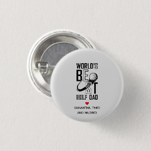 World's Best Golf Dad White Dad Gifts 1 Inch Round Button