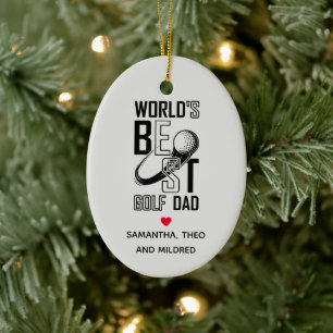 World's Best Golf Dad White Dad Gifts Ceramic Ornament