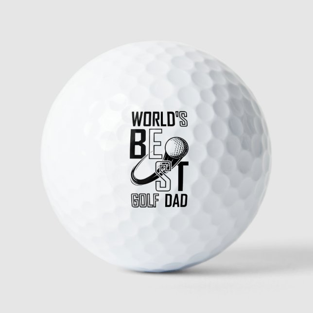 World's Best Golf  Dad | White Dad Gifts Golf Balls (Front)