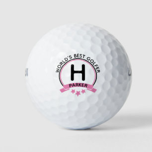 World's Best Golfer Pink Personalized Monogram Golf Balls