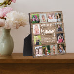 World's Best Grammy 12 Photo Collage Grandkids  Plaque<br><div class="desc">Create your own photo collage  plaque  with 12 of your favourite pictures on a wood texture background .Personalize with grandkids photos . Makes a treasured keepsake gift for grandma for birthday, mother's day, grandparents day, etc</div>