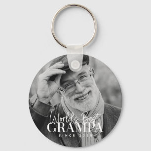 World's Best Grampa Since 20XX Modern Chic Photo Keychain