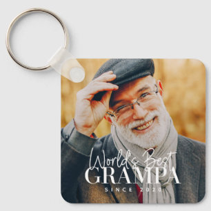 World's Best Grampa Since 20XX Modern Chic Photo Keychain