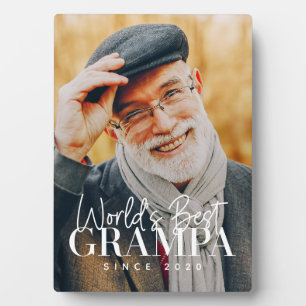 World's Best Grampa Since 20XX Modern Chic Photo Plaque