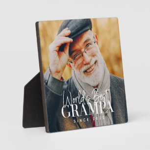 World's Best Grampa Since 20XX Modern Chic Photo Plaque