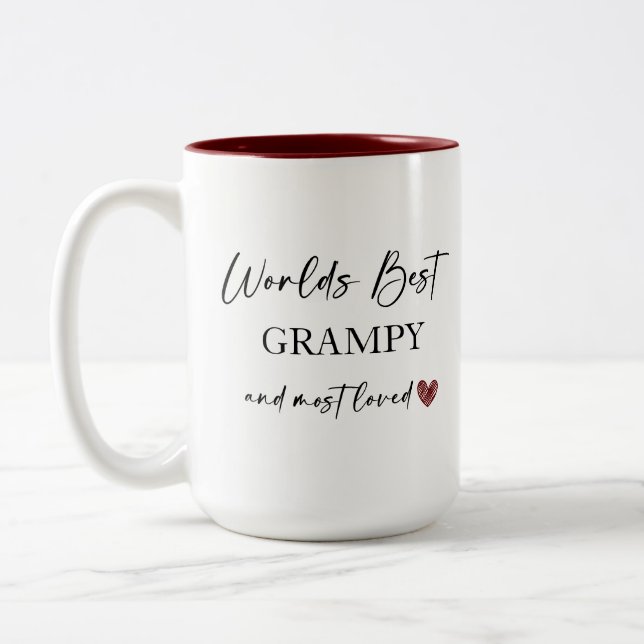 World's Best Grampy and Most Loved Photo Gift Two-Tone Coffee Mug (Left)