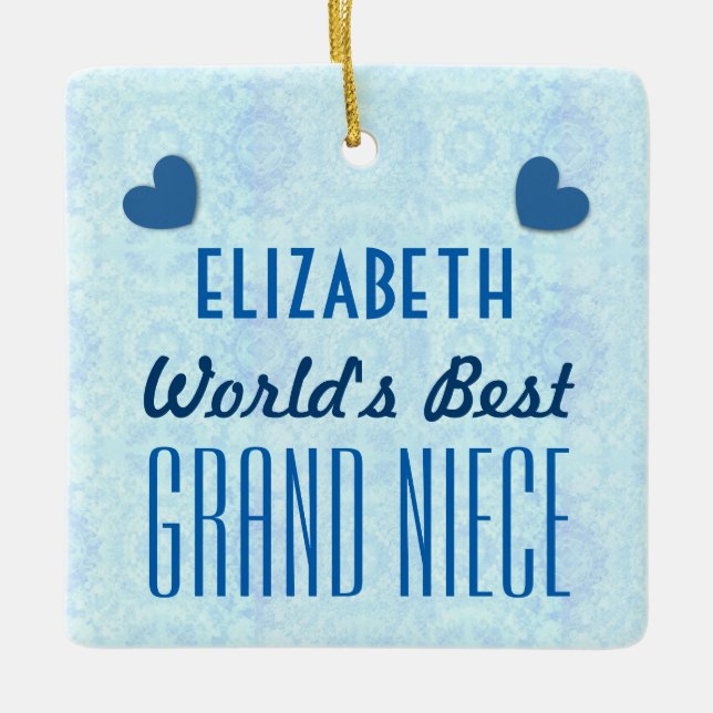 World's Best GRAND NIECE with Hearts A035a Ceramic Ornament (Front)