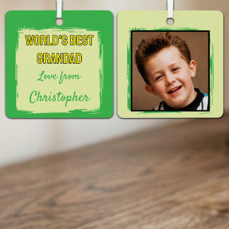 World's Best Grandad 1 photo green Metal Ornament