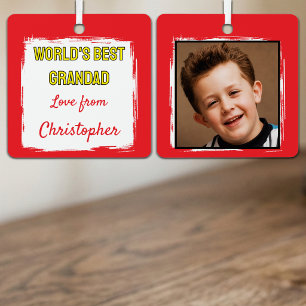 World's Best Grandad 1 photo red Metal Ornament