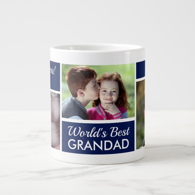 World's Best Grandad Photo Collage Large Coffee Mug (Front)