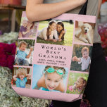 World's Best Grandma 8 Photo Collage Pink Tote Bag<br><div class="desc">A gift for the world's best grandma, this eight photo family photo collage pink tote bag can be personalized with 8 pictures of grandchildren, children, other family members, pets, etc. Personalize the expression "World's Best Grandma" and whether she is called "Grandma, " "Nana, " "Granny, " etc., and add her...</div>