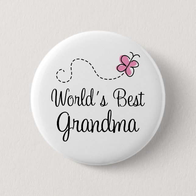World's Best Grandma Butterfly Gift 2 Inch Round Button (Front)