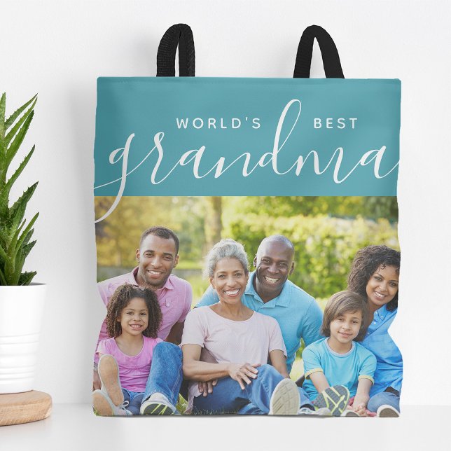 World's Best Grandma Custom Photo Gift Tote Bag (Creator Uploaded)