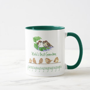 Worlds Best Grandma, Cute Bird Sparrow Family Mug