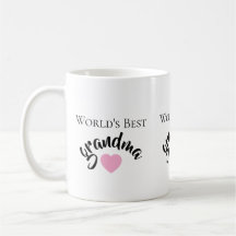 Worlds Best Grandma Cute Heart White Elegant