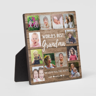 World's Best Grandma Grandkids 12 Photo Collage  Plaque