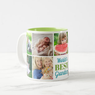 World's Best Grandma Grandkids 9 Photo Collage Two-Tone Coffee Mug