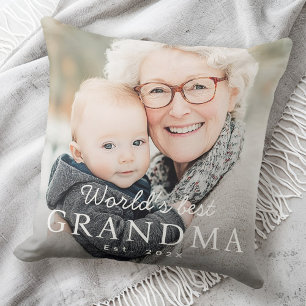 World's best grandma grandmother est year photo throw pillow