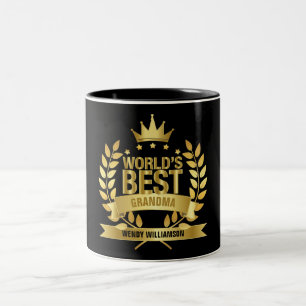 World's Best Grandma, Grandmother Gold Black Two-Tone Coffee Mug