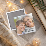 World's best Grandma magnet<br><div class="desc">Celebrate your grandma with this heartfelt and customizable magnet featuring 'World's Best Grandma' text alongside a cherished photo. A perfect keepsake gift for birthdays,  Mother's Day,  or any occasion to show your love and appreciation!. this Grandma magnet is sure to bring a smile to her face.</div>