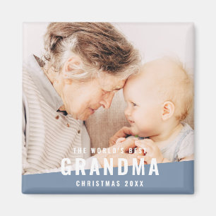 World's Best Grandma Modern Chic Photo Holiday Magnet