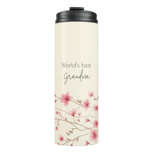 World's Best Grandma - Pastel Floral Personalized  Thermal Tumbler (Front)