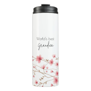 World's Best Grandma - Pastel Floral Personalized  Thermal Tumbler