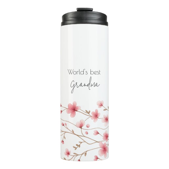 World's Best Grandma - Pastel Floral Personalized  Thermal Tumbler (Front)