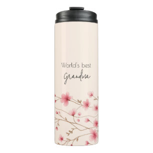 World's Best Grandma - Pastel Floral Personalized  Thermal Tumbler