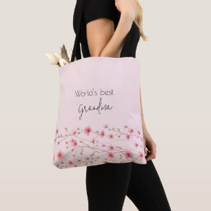 World's Best Grandma - Pastel Floral Personalized Tote Bag