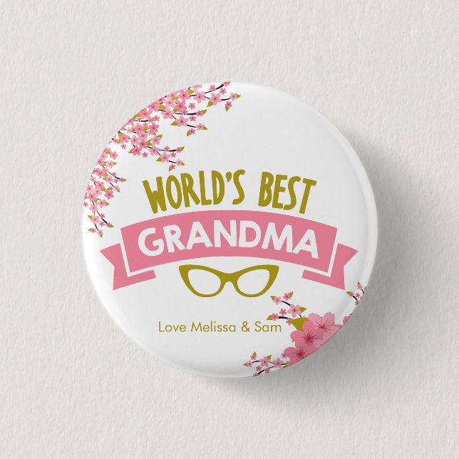 World's Best Grandma personalize 1 Inch Round Button (Front)