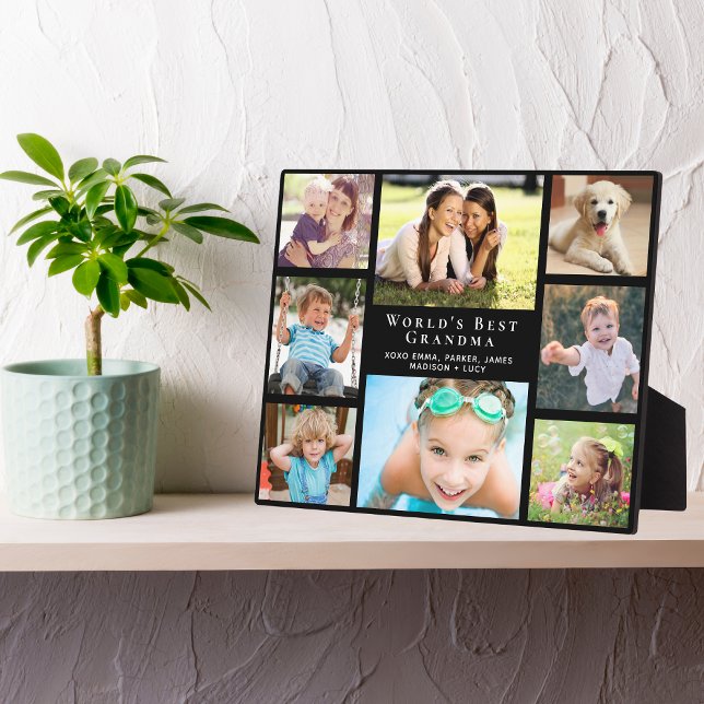 World's Best Grandma Photo Collage Black Plaque (Creator Uploaded)