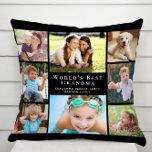 World's Best Grandma Photo Collage Black Throw Pillow<br><div class="desc">Give the world's best grandma a fun custom photo collage pillow that she will treasure for years. You can personalize with eight photos of grandchildren, children, other family members, pets, etc., customize the expression "World's Best Grandma" and whether she is called "Grandma, " "Nana, " "Abuela, " etc., and add...</div>