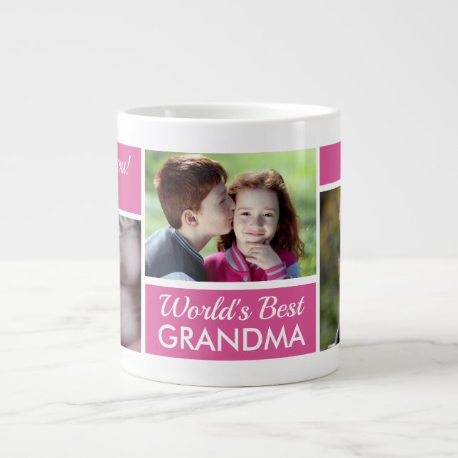 World's Best Grandma Photo Collage Large Coffee Mug (Front)