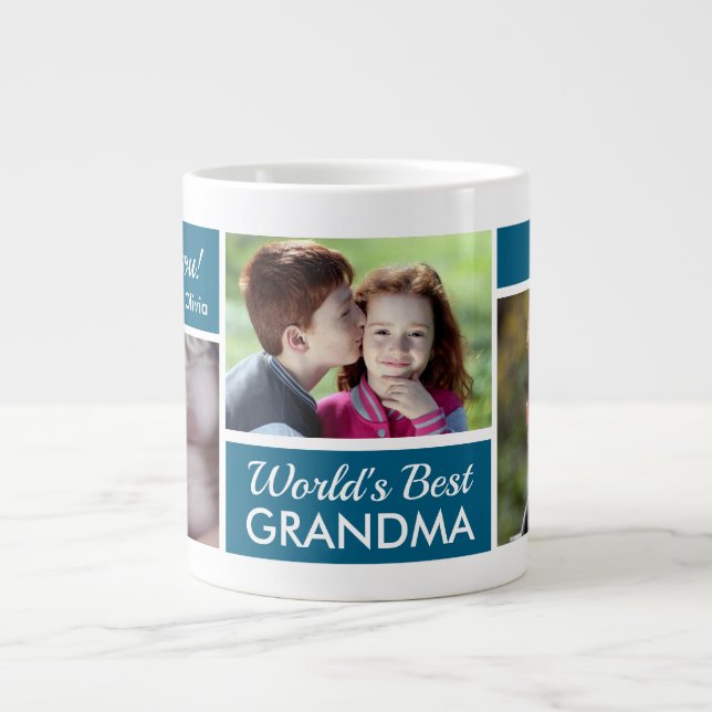 World's Best Grandma Photo Collage  Large Coffee Mug (Front)