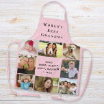 World's Best Grandma Photo Collage Pink Apron<br><div class="desc">A nice keepsake gift for the best grandma ever. Personalize this photo collage pink apron with 8 pictures of her grandchildren, children, other family members, pets, etc. Customize "World's Best Grandma" and whether she is called "Grandma, " "Mommom, " "Nana, " "Abuela, " etc., and add her grandkid's names as...</div>