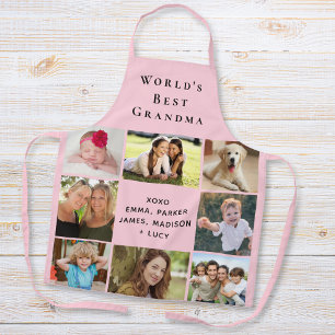 World's Best Grandma Photo Collage Pink Apron