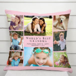 World's Best Grandma Photo Collage Pink Throw Pillow<br><div class="desc">Give the world's best grandma a fun custom photo collage pillow that she will treasure for years. You can personalize with eight photos of grandchildren, children, other family members, pets, etc., customize the expression "World's Best Grandma" and whether she is called "Grandma, " "Nana, " "Abuela, " etc., and add...</div>