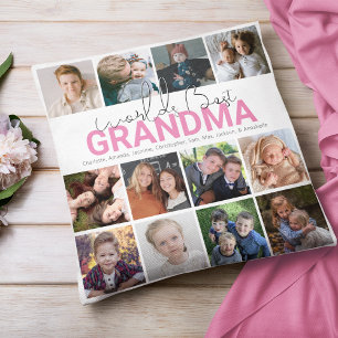 Worlds Best Grandma   Photo Collage Throw Pillow