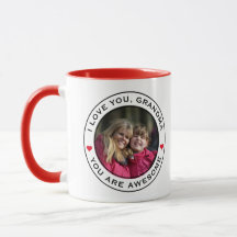Worlds Best Grandma Photo Heart Red White Black