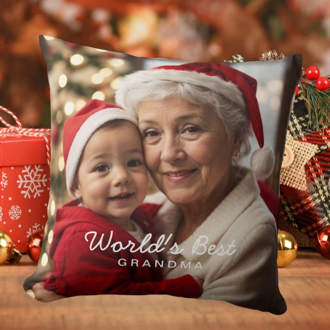 World's Best Grandma Photo Throw Pillow (Creator Uploaded)