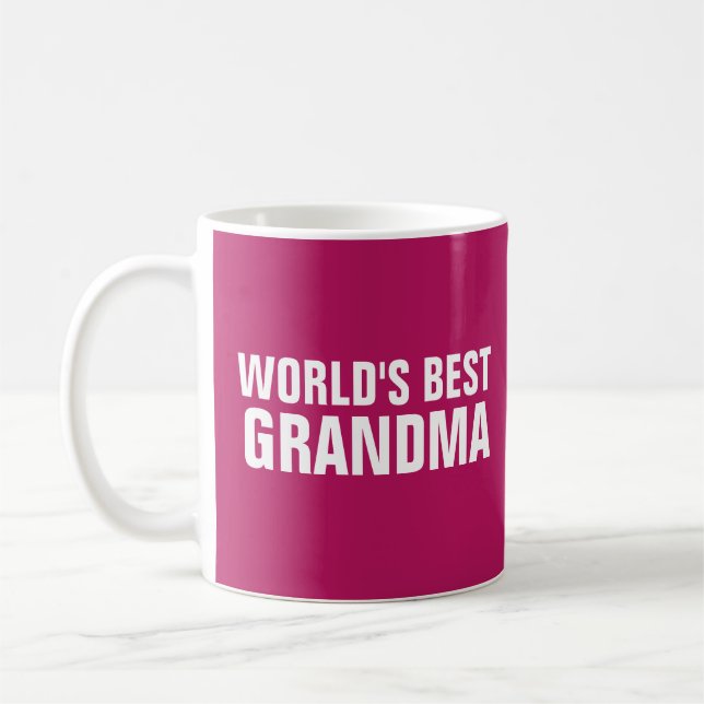 WORLD'S BEST GRANDMA pink COFFEE MUG (Left)