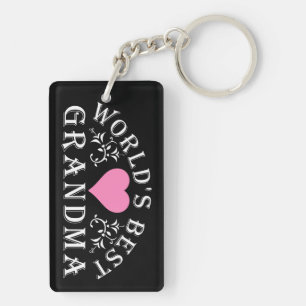 World's Best Grandma Pink Heart Keychain