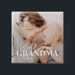 World's Best Grandma Since 20XX Simple Chic Photo 2 Inch Square Button<br><div class="desc">This simple and modern design is composed of serif and cursive typography and add a custom photo</div>