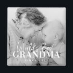 World's Best Grandma Since 20XX Simple Chic Photo Magnet<br><div class="desc">This simple and modern design is composed of serif and cursive typography and add a custom photo</div>